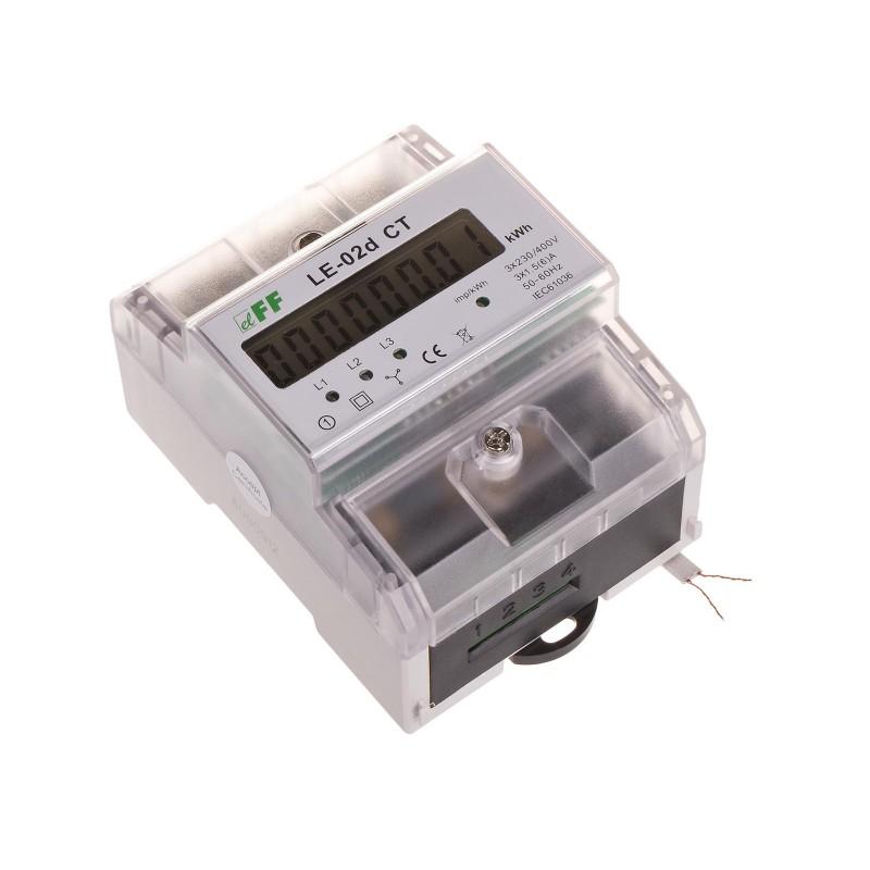 Licznik energii elektrycznej LE-02d - trójfazowy, wyświetlacz LCD, kl.1, 3x