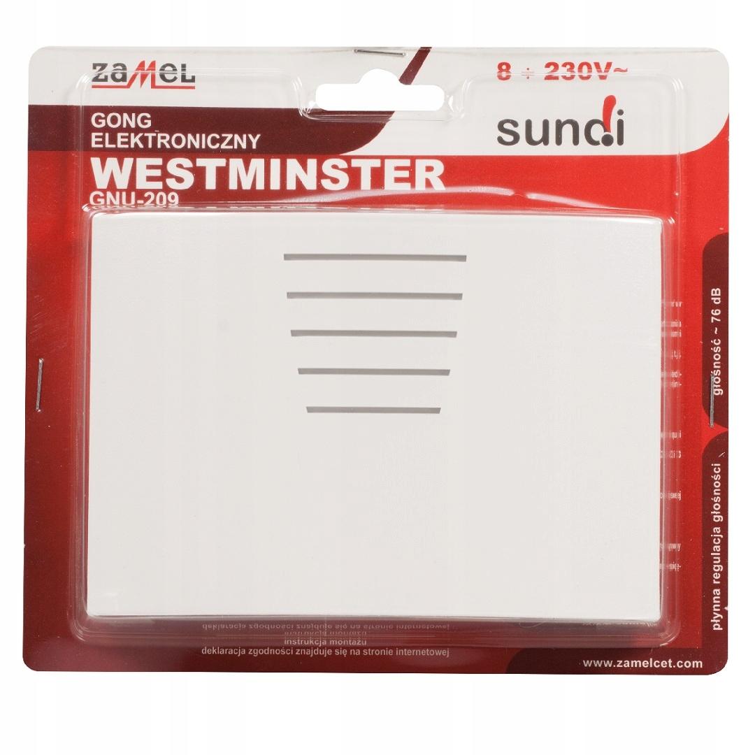 ZAMEL Gong elektroniczny Westminster, GNU-209 8-230V, biały
