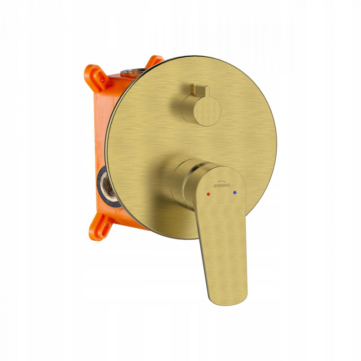 INVENA ZESTAW PODTYNKOWY Z BATERIĄ PODTYNK 2F ALONIA TREND, ZŁOTO SZCZOTKOW