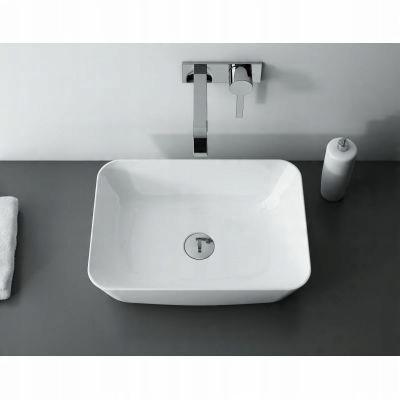 Umywalka nablatowa RENI 46x33cm, b/otw., b/przel. Ceramiczna Biały ELITA