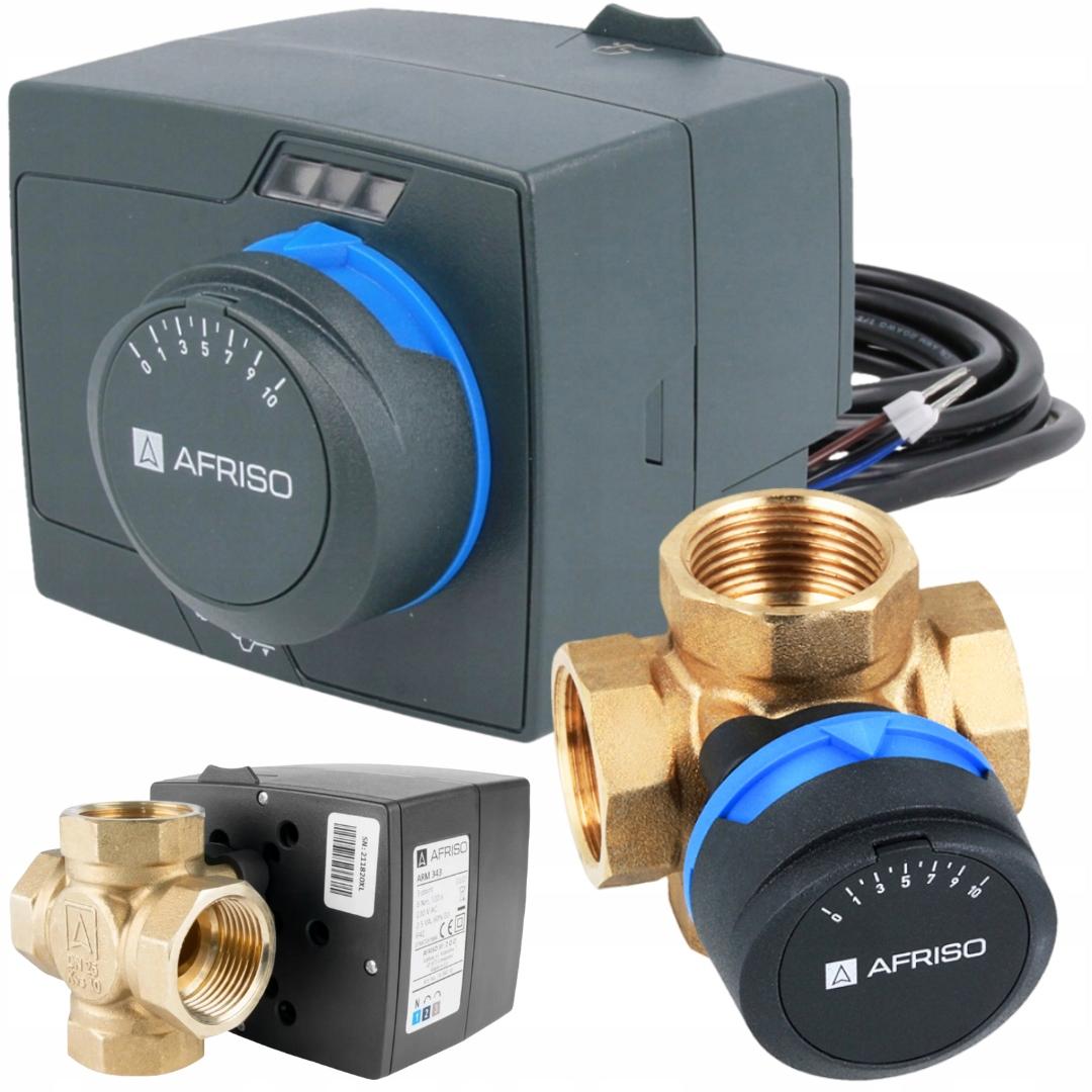 AFRISO Zestaw regulacyjny: 4-drogowy obrotowy zawór miesz + siłownik elektr