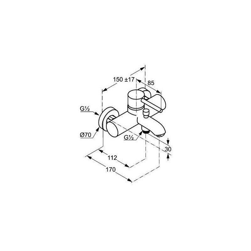 Bateria wannowo-natryskowa naścienna KLUDI BOZZ 1-uchwytowa 2-otw chrom