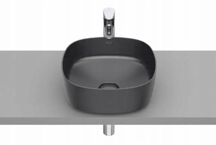 Umywalka nablatowa INSPIRA Soft 37x37cm, b/otw., b/przel. Onyx ROCA