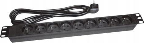A-LAN Listwa zasilająca 19 gniazdo 9 x CEE 7/5 wtyk CEE 7/7 z diodą LED