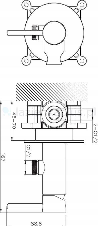 Bateria bidetowa podtynk ARMATURA KRAKÓW MOZA 1-otw. mosiężna czarna