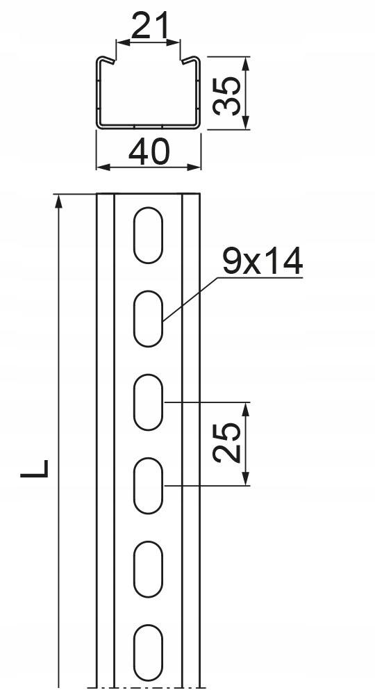 BAKS Ceownik wzmocniony CWC40H35/2, grubość blachy 2,0mm