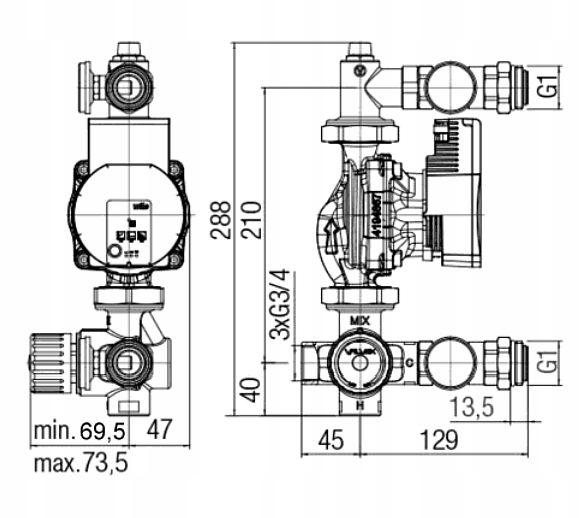 VALVEX Grupa pompowo-mieszająca PROFF PLUS