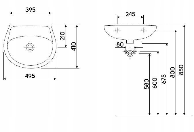 KOŁO Umywalka GEBERIT Idol wisząca z przelewem 500 x 410 mm biała