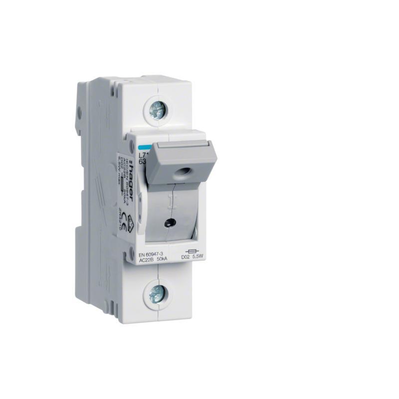 Modułowy rozłącznik bezpiecznikowy poziomy D02 1P 63A 400VAC 110/220VDC