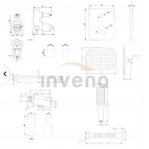 INVENA ZEST PODTYN Z BAT PODTYNK 2F DOKOS, KWADR BIAŁY, ROZETA