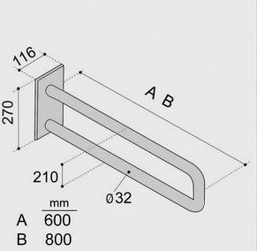 EKOTECH Poręcz stała 60cm ze stali nierdzewnej