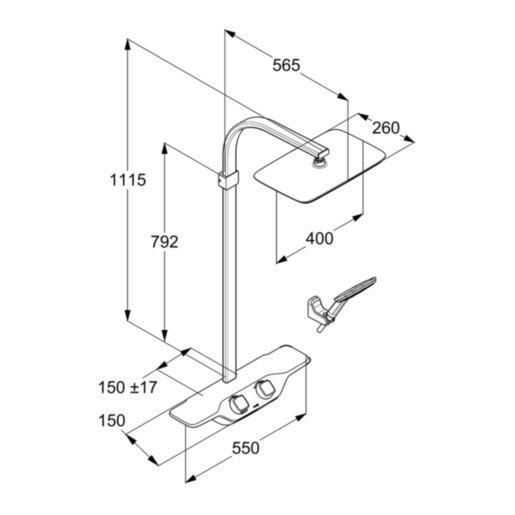 System prysznicowy termostat KLUDI COCKPIT DISCOVERY ścienny biały/chrom