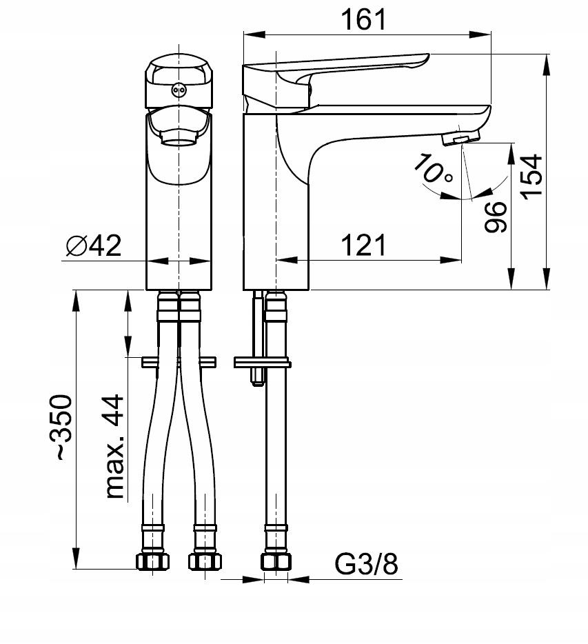 Bateria umywalkowa stojąca ARMATURA KRAKÓW TOPAZ chrom z obrotową wylewką