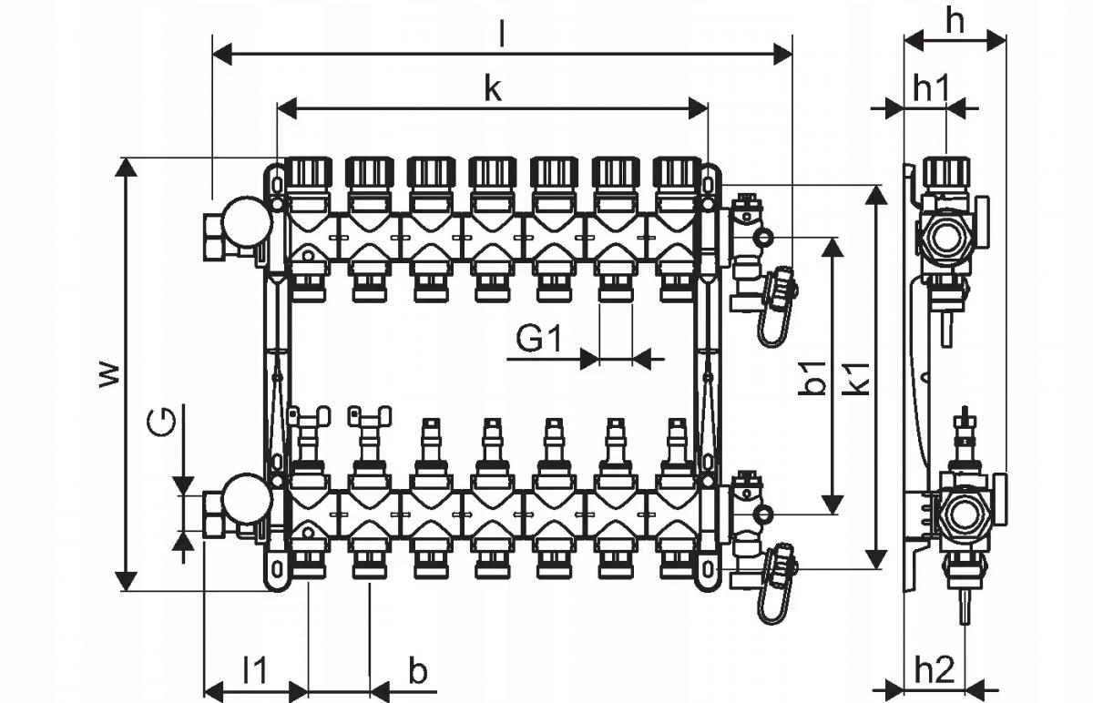 Rozdzielacz UPONOR 4 obwody Vario M z przepływomierzem FM 4XG3/4 48h