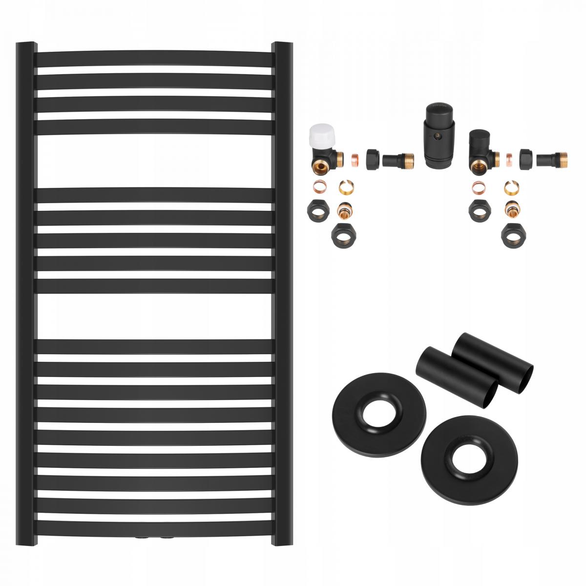 INVENA GRZEJNIK ŁAZ. 540X1000 + KPL. OSIOWY + MASKOWNICA POJ. - CZARNY