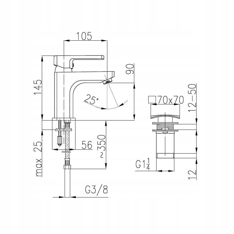 Bateria umywalkowa stojąca ARMATURA KRAKÓW LOGON 1-uchwyt. 1-otw. chrom