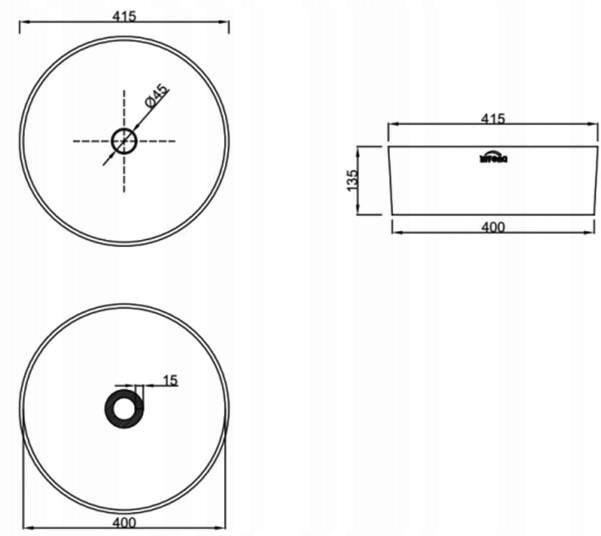 INVENA UMYWALKA NABLATOWA KOS INVENA TREND 42 CM, OKRĄGŁA ZŁOTA