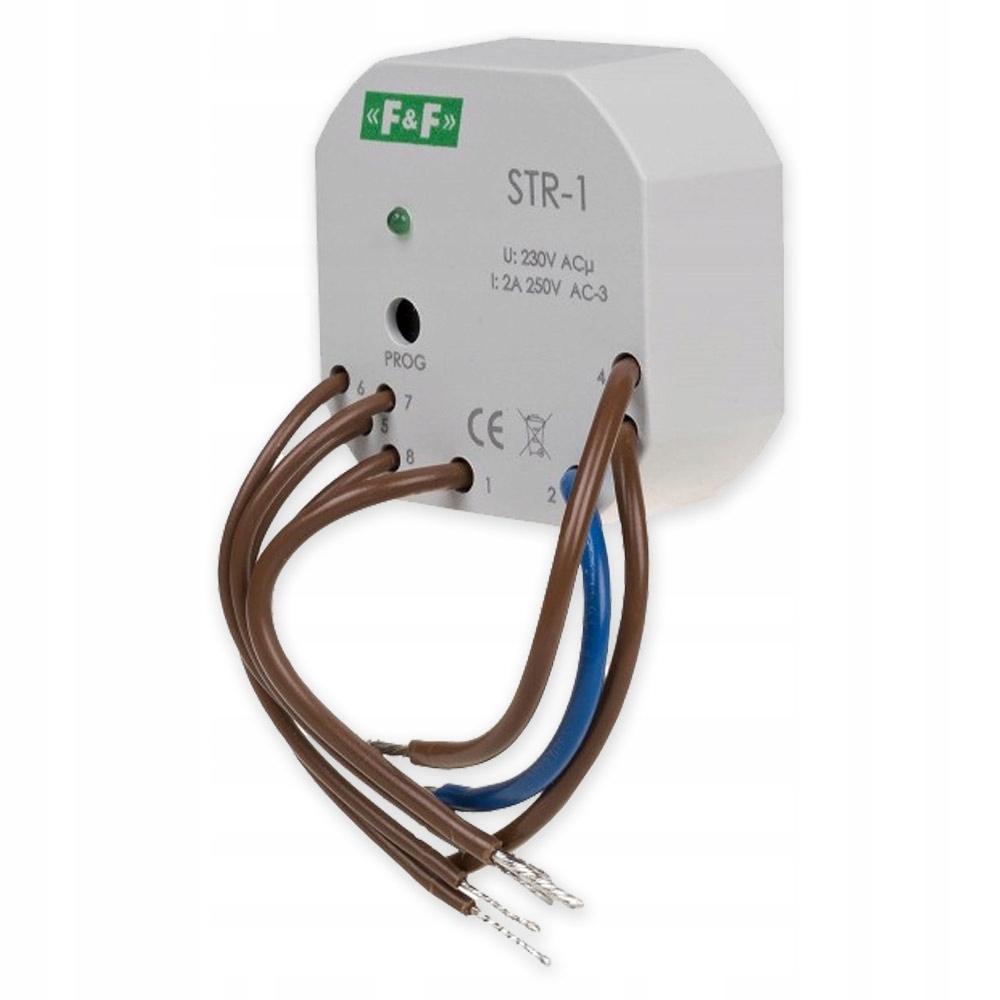 Sterownik rolet STR-1 dwuprzyciskowy, Un=230V AC, 8A, montaż w puszce podty
