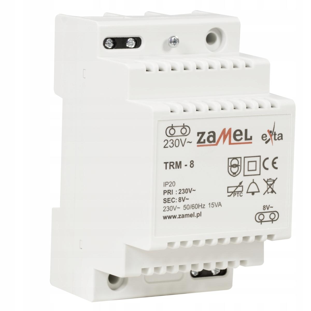 ZAMEL Transformator 230/8V AC 15VA TYP: TRM-8