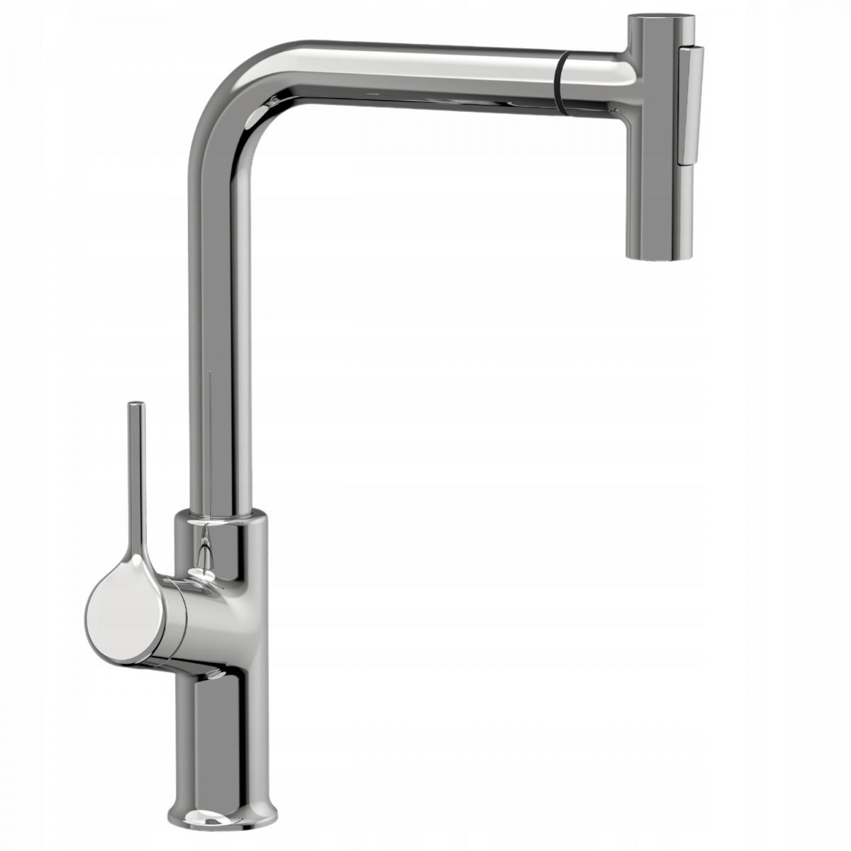 INVENA BATERIA ZLEW FARSALA Z WYCIĄGANĄ 2F WYLEW TYPU L, CHROM INVENA TREND