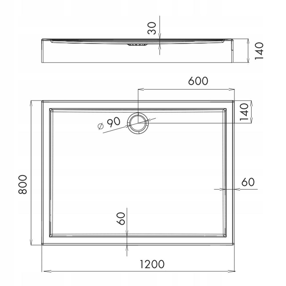 SCHEDPOL Brodzik akrylowy Competia z podbudową Stabilsound Plus 80x120