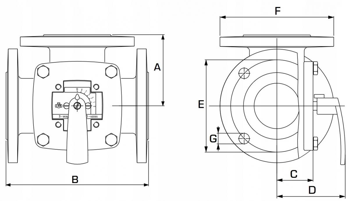 ESBE Kołnierzowy zawór mieszający 3F65, dn65, KVS 90