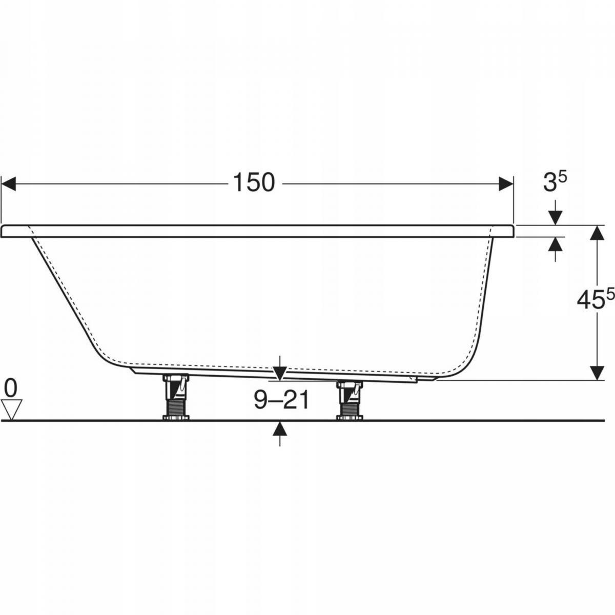 GEBERIT Wanna prostokątna Perfect 150x75 cm