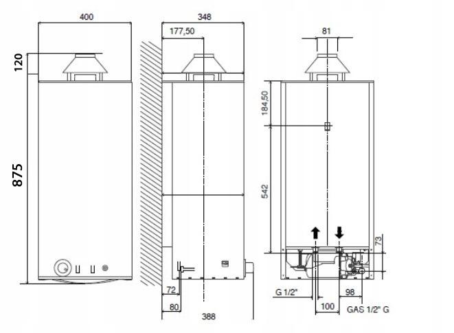 Podgrzewacz gazowy pojemnościowy 45l ARISTON SGA MICRO X EE