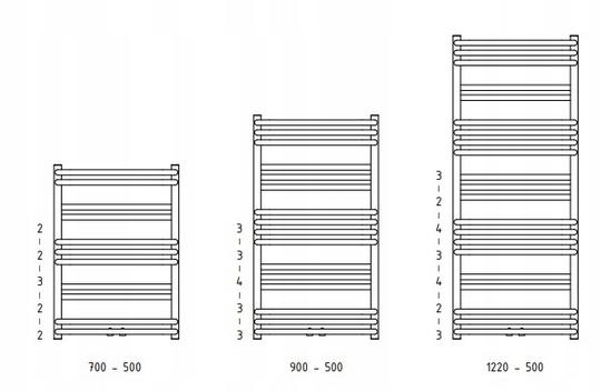 Grzejnik łazienkowy ONNLINE PBM 1220x500 571W 48h