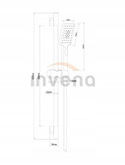 INVENA ZESTAW NATRYSKOWY NA DRĄŻKU GLAMOUR ZŁOTY 1F