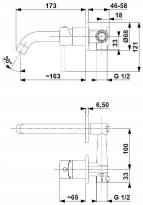 Bateria umywalkowa podtynkowa ARMATURA KRAKÓW MOZA 2-otw mosiężna czarna