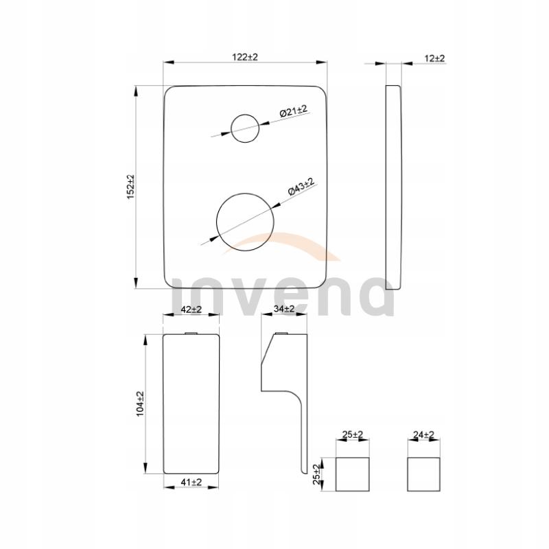 Bateria natryskowa INVENA podtynkowa NYKS 2-funkcyjna
