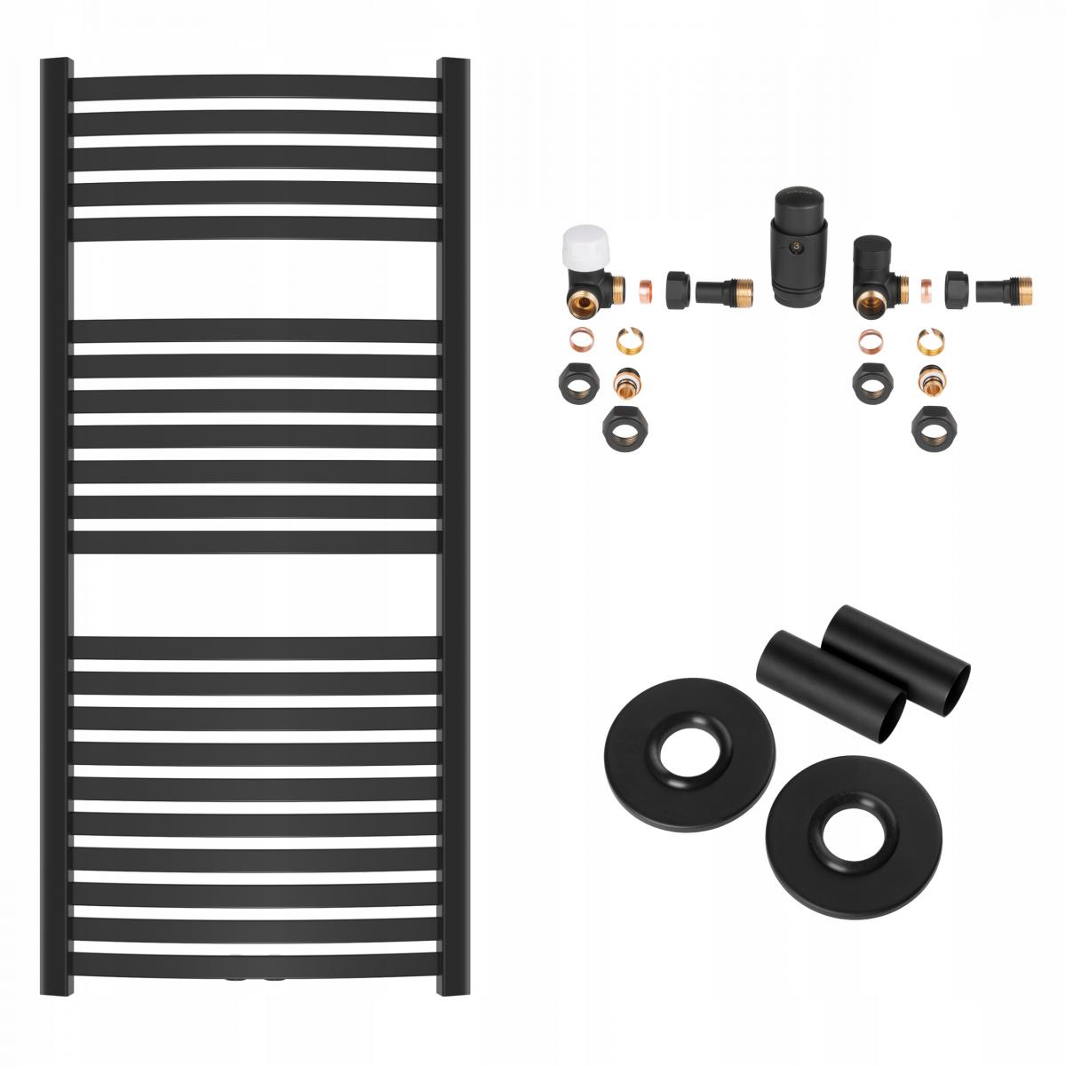 INVENA GRZEJNIK ŁAZ. 540X1200 + KPL. OSIOWY + MASKOWNICA POJ. - CZARNY