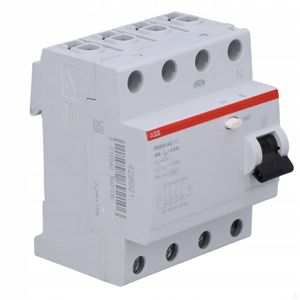 ABB FH204 AC-25/0,03 Wyłącznik różnicowo-prądowy 4-polowy