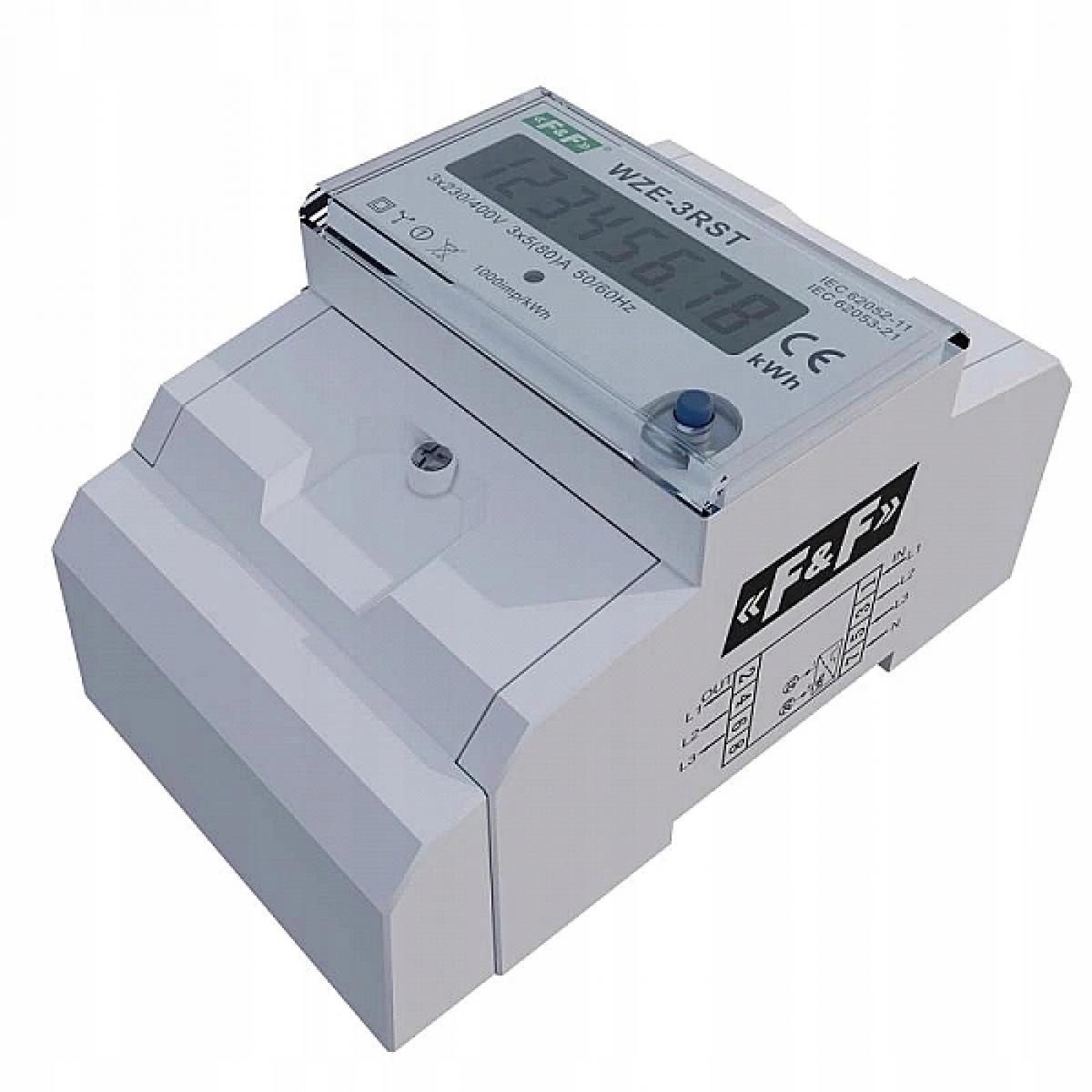 F&F Trójfazowy licznik zużycia energii 80A, z funkcją RESET WZE-3RST