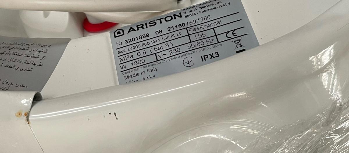 Podgrzewacz elektryczny poj 100l 1.8 kW 8 bar ARISTON LYDOS ECO 100