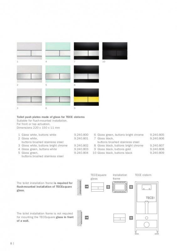 Przycisk spłukujący TECE square podwójny do WC szkło/stal szczotkow czarny