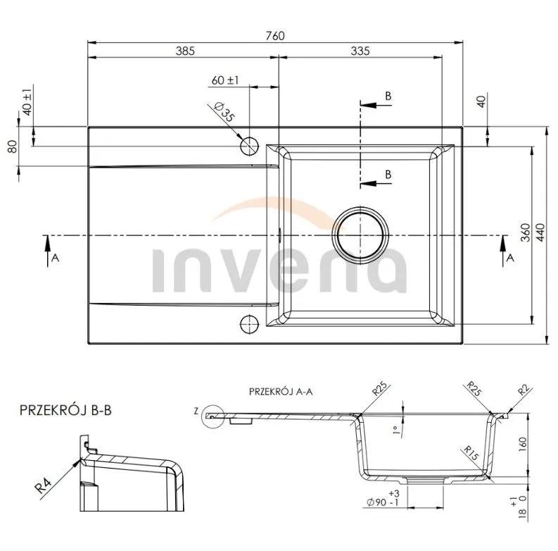 ZLEWOZMYWAK GRANIT 1K TESALIA W ZES ZE ZŁOTĄ BZ GLAMOUR SYF ZŁOTY Z DŁUG OC