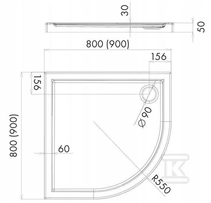 ONNLINE Brodzik akrylowy Onnline Standard Plus 80x80x5 cm R55 półokragły
