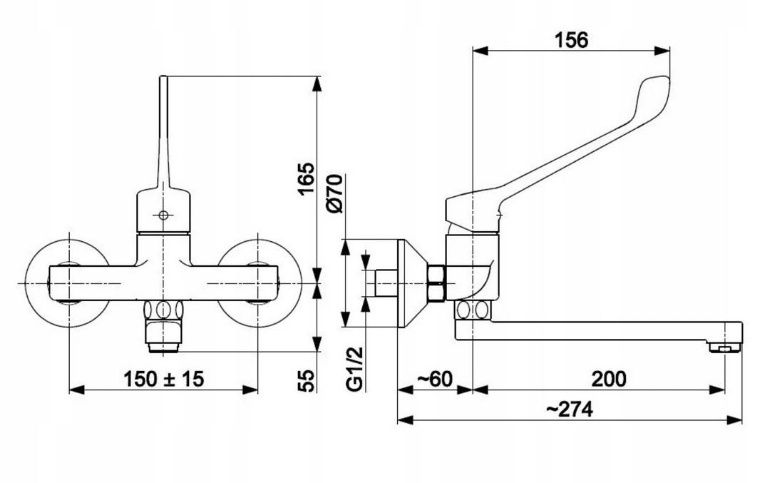 Bateria kuchenna ścienna ARMATURA KRAKÓW SPARC BLACK mosiądz