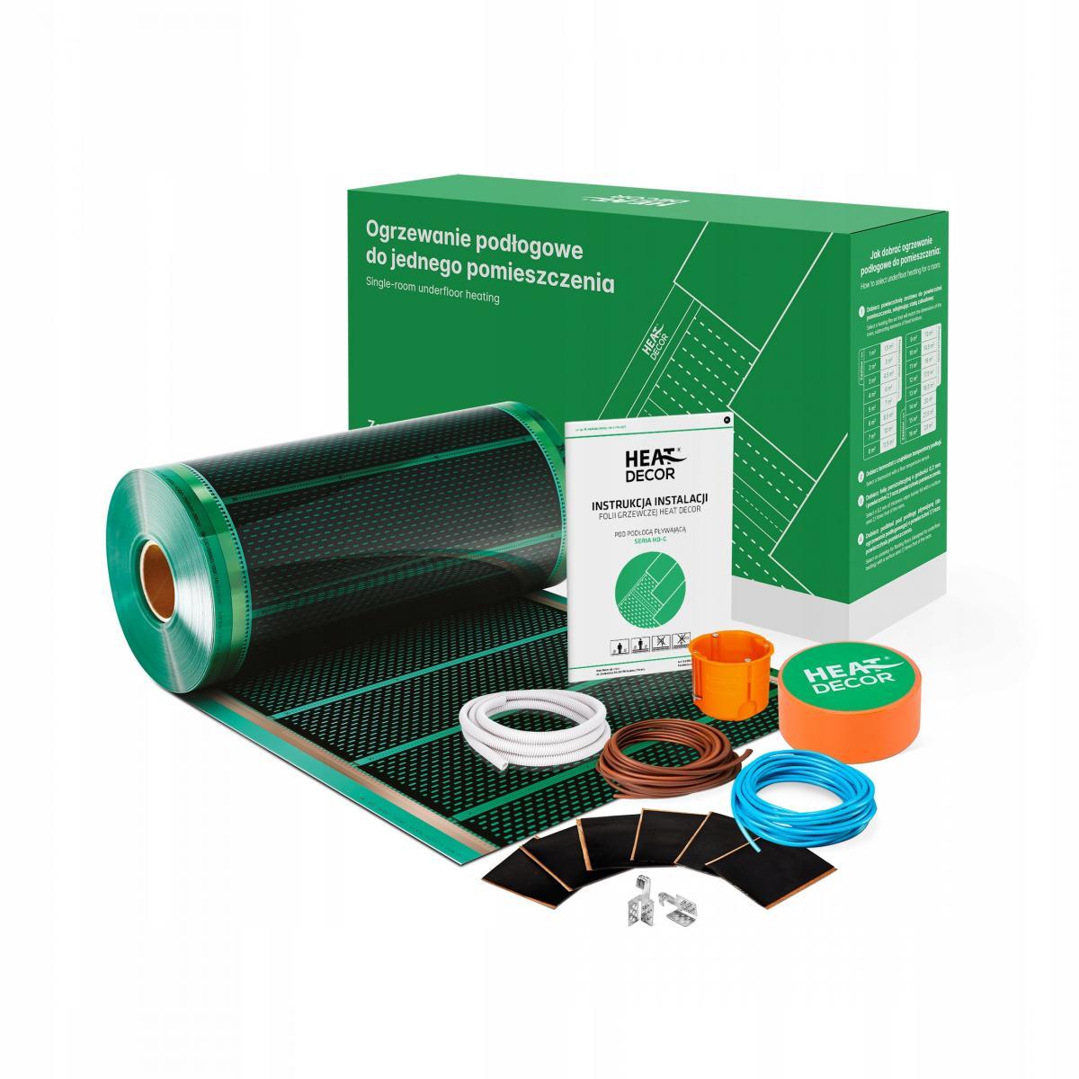 Zestaw folii grzewczej HD-G 80 W/m2 szer 50 cm bez termost konektor BX 10m2