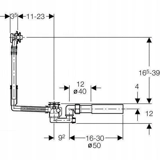 GEBERIT Zestaw odpływowo-przelewowy do wanien