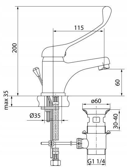 VALVEX Bateria umywalkowa Valvex Medica stojąca jednootworowa chrom
