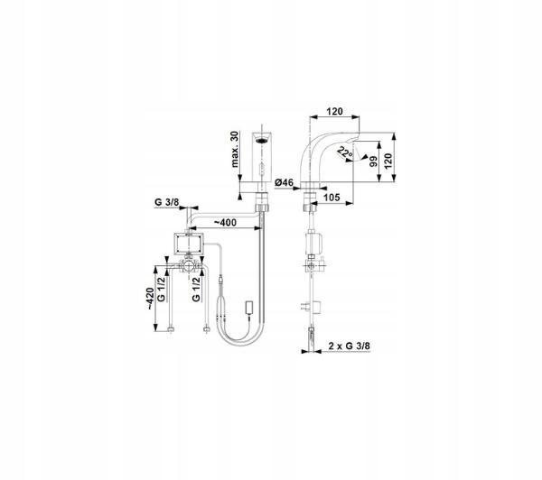 Bateria umywalkowa stojąca BRASS & FITTINGS Lago mosiężna chrom w komplecie