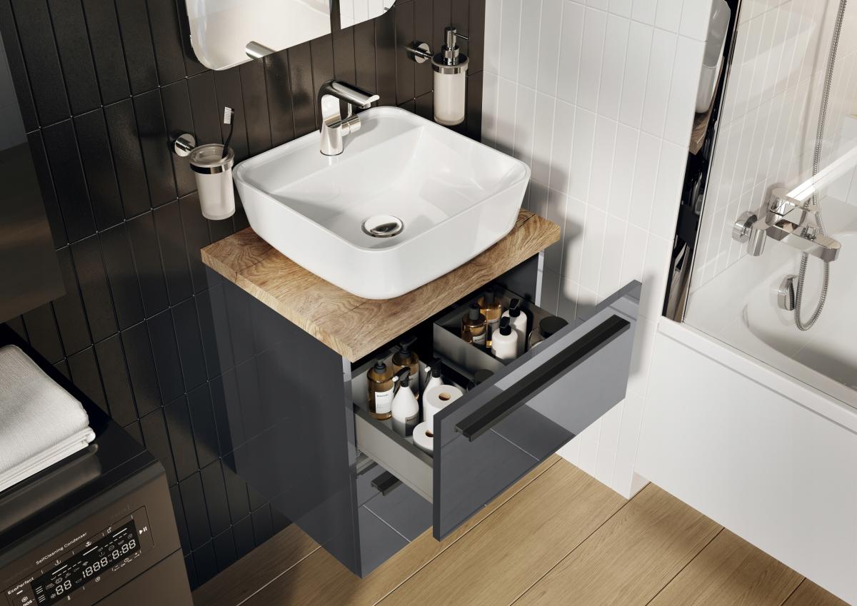 ROCA Uchwyt 40 KWADRO (do szafek/komód 60 cm), czarny mat
