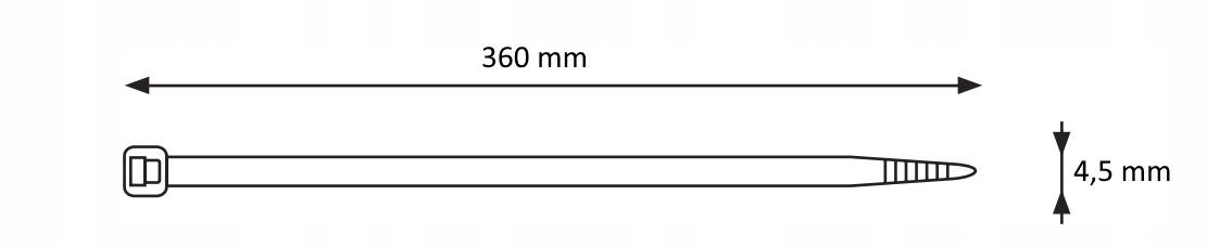 Opaska kablowa odporna na promieniowanie UV SUV-370STW 360x4,5, opk=100szt.