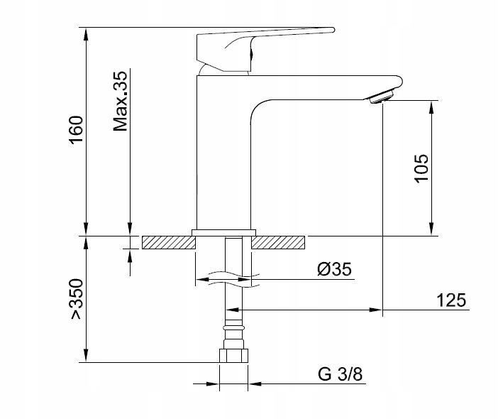 Bateria umywalkowa stojąca GROHE BauEdge 1otw chrom z zestawem prysznicowym