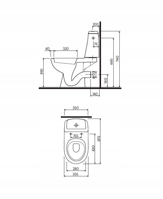 WC KOŁO Geberit SOLO odpływ poziomy 19035 48h