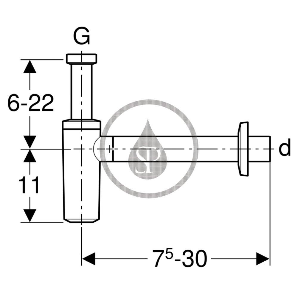 GEBERIT Syfon umywalkowy R 1 1/4x40 mm, chrom błyszczący