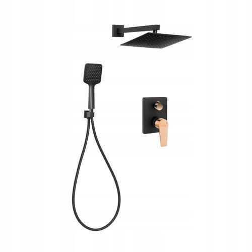 Bateria natryskowa INVENA zestaw podtynkowy MIDNIGHT BLACK GOLD 48h